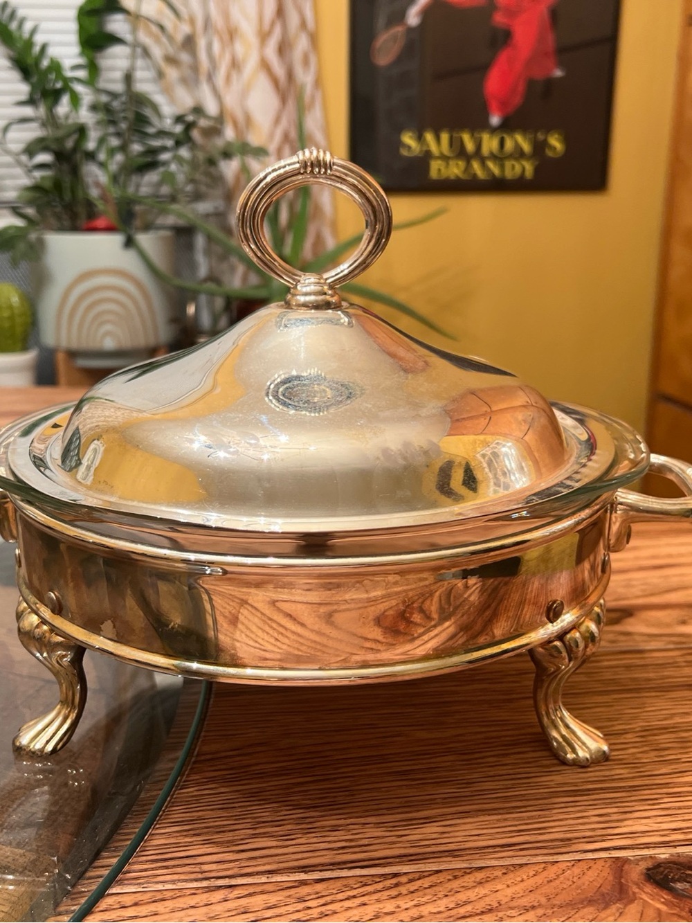 Vintage (PYREX) Silver-Plated Glass Casserole Dish With Lid